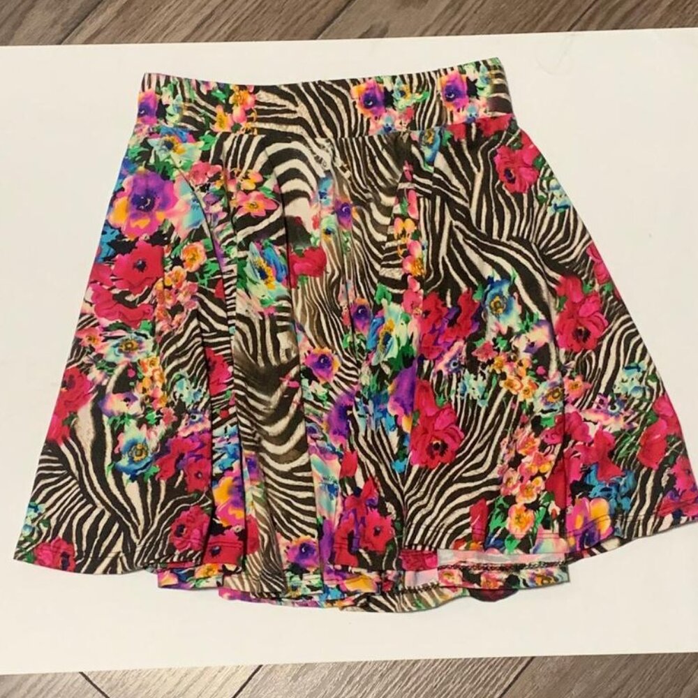 Buttery Soft Skater Skirt – Floral + Animal Print – Size S